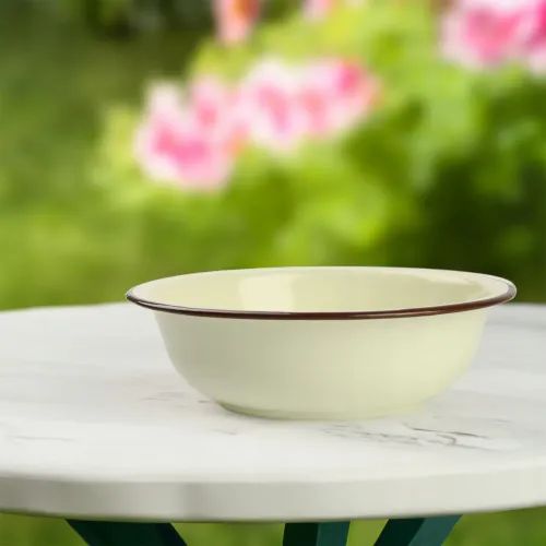 MISKA EMALIOWANA MISA 22 CM NA ZUPĘ OWOCE WARZYWA WZÓR KWIATY na Arena.pl