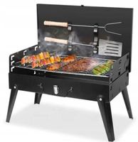 GRILL ZEWNĘTRZNY Z AKCESORIAMI STAL NIERDZEWNA PRZENOŚNY WALIZKA KEMPING