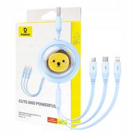 2 x Kabel Baseus 3w1 USB-C, Micro USB, Lightning 3,5A 1,1m Niebieski