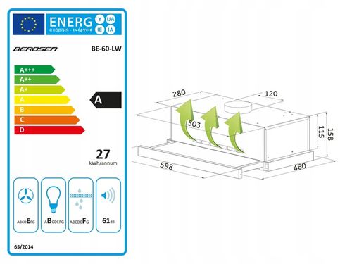 OKAP KUCHENNY PODSZAFKOWY 60cm CZARNY BERDSEN na Arena.pl