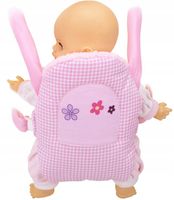 Nosidełko BOBO nosidło na szelkach dla lalki RÓŻOWA KRATKA z KWIATUSZKAMI