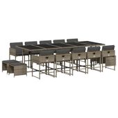 15-cz. zestaw mebli ogrodowych z poduszkami, szary, rattan PE