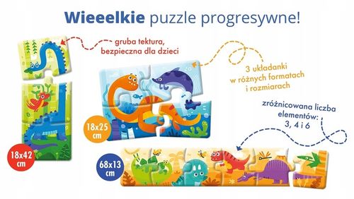 Dinozaury Układanki Malucha Puzzle Progresywne 2+ Kapitan Nauka na Arena.pl