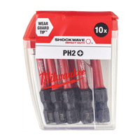 bity udarowe milwaukee shockwave bit ph2 50 mm - zestaw 10 sztuk