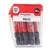 bity udarowe milwaukee shockwave bit ph2 50 mm - zestaw 10 sztuk