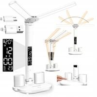 PODWÓJNA LAMPKA SZKOLNA BIURKOWA BIUROWA LED DOTYKOWA ORGANIZER ZEGAR TOUCH