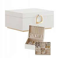 Szkatułka na biżuterię MAŁY KUFEREK 2 poziomy z uchwytem organizer