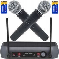 2x BEZPRZEWODOWY MIKROFON +ODBIORNIK STACJA ZASIĘG 50m KARAOKE WOKAL ZESTAW