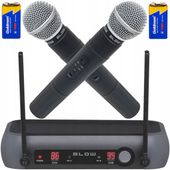 2x BEZPRZEWODOWY MIKROFON +ODBIORNIK STACJA ZASIĘG 50m KARAOKE WOKAL ZESTAW