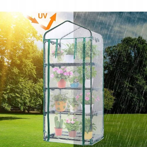MINI SZKLARNIA FOLIA BALKONOWA 4 Półki 160x70x50cm Rośliny Kwiaty Sadzonki na Arena.pl