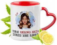 Dla Alicji Kubek Czerwony Z Uszkiem W Kształcie Serca Na Prezent