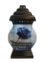 Znicz kapliczka z sentencją "Kochanemu Tacie " czarna 31 cm