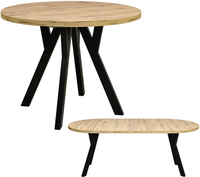 Stół okrągły 110 cm rozkładany do 210 blat dąb wotan nogi czarne LOFTOWY