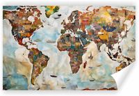 Fototapeta PREMIUM STRUKTURA ZMYWALANA MAPA ŚWIATA tapeta na wymiar