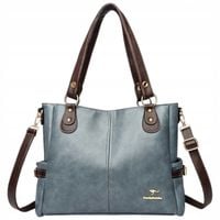 Torebka GRANATOWA Damska Duża A4 Miejska Pojemna Eko Skóra TORBA Kobaltowa