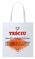 Dla Teścia Taty Prezent Torba Eco Biała Shopper Z Nadrukiem Ze Zdjęciem