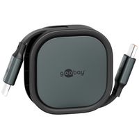 Kabel USB C 1m chowany 5V 3A 15W HiSpeed 480 Mbit/s czarno-srebrny Goobay