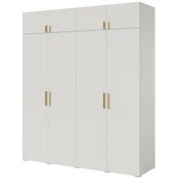 Szafa uchylna z nadstawką Napoli 4D 200 Biała (złoty uchwyt)