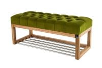 Ławka Pikowana Emra Wood LPP-4 Stelaż Naturalny Pistacja 70 cm