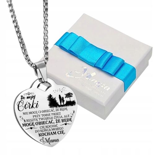 Srebrny Łańcuszek Zawieszka SERCE NASZYJNIK DLA CÓRKI OD MAMY Grawer BOX na Arena.pl