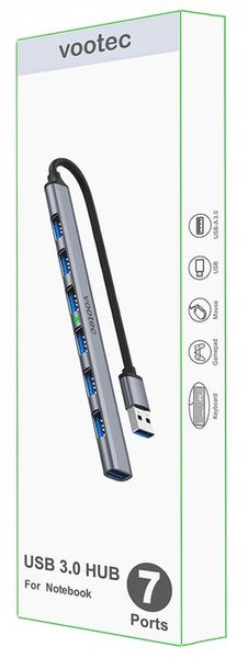 HUB USB 3.0 Rozdzielacz Rozgałęźnik 7 Portów 7x USB Slim 7w1 Smukły Vootec zdjęcie 5