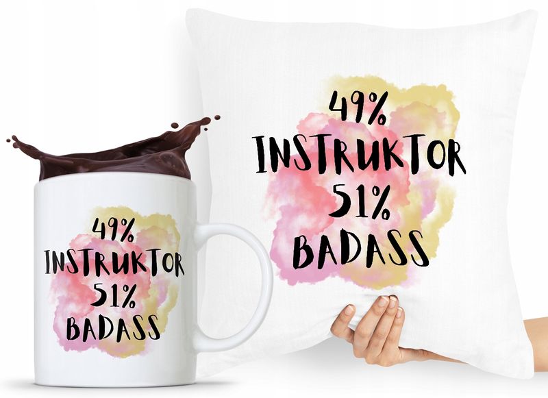 Dla Instruktora Zestaw Poduszka + Kubek Prezent Z Nadrukiem Ze Zdjęciem zdjęcie 1