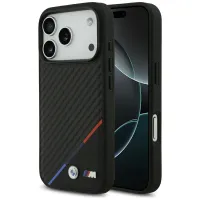 etui bmw m carbon tricolor line magsafe na iphone 17 pro - czarne