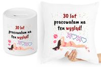 Na Urodziny 30 Zestaw Poduszka + Skarbonka Prezent Z Nadrukiem Ze Zdjęciem