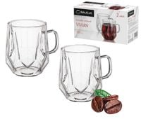 Szklanki borokrzemowe Galicja VIVIAN 320 ml 2 szt. tłoczony wzór