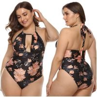 Strój kąpielowy jednoczęściowy czarny kostium damski boho modelujący L