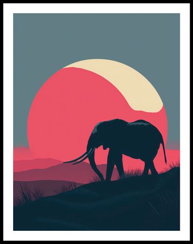 Plakat 50x65cm Słoń przy Czerwieni na Arena.pl