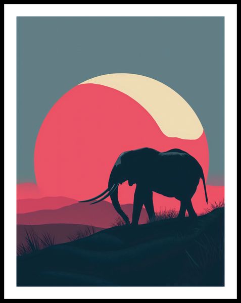 Plakat 50x65cm Słoń przy Czerwieni zdjęcie 3