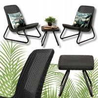 KRZESŁA STOLIK MEBLE OGRODOWE NA TARAS BALKON RIO PATIO SET grafit 3 el.