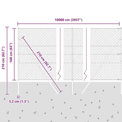 Ogrodzenie z słupkami Srebrny 1.6 x 100 m Stal pokryta PCV na Arena.pl