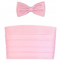 Jasnoróżowy pas smokingowy XXL z muszką męską