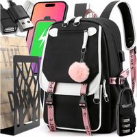 PLECAK SZKOLNY TORNISTER WIELOKOMOROWY A4 MŁODZIEŻOWY USB BRELOK KŁÓDKA