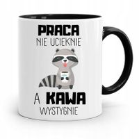 Kubek Czarny Śmieszny Zabawny Praca Nie Ucieknie Z Nadrukiem Ze Zdjęciem