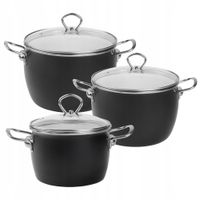 Komplet garnków emaliowanych MARYNA 2,3l / 4l / 5l czarny INDUKCJA