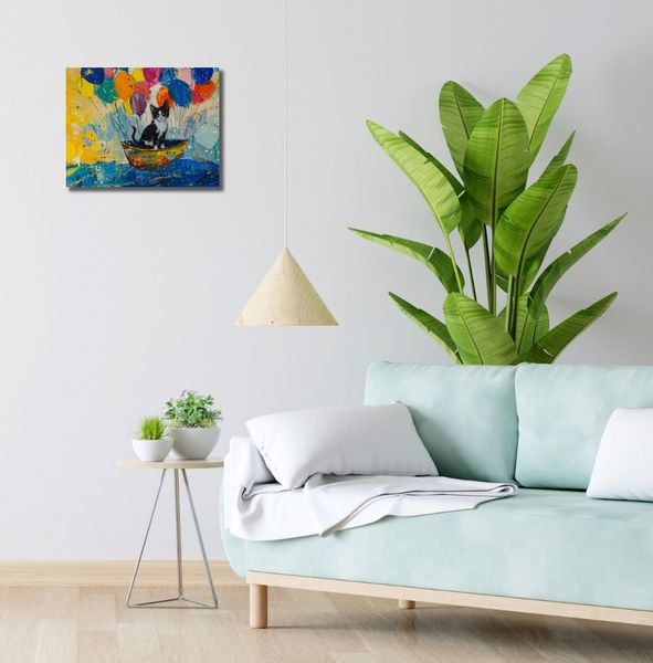 Obraz 40x30cm Kot na Łodzi zdjęcie 2