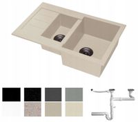 ZLEW ZLEWOZMYWAK GRANIT 8 kolorów 76x48 + SYFON