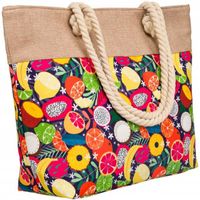 Torba Plażowa Duża Zapinana Na Zamek Torebka Shopper z Podszewką Piknik XXL