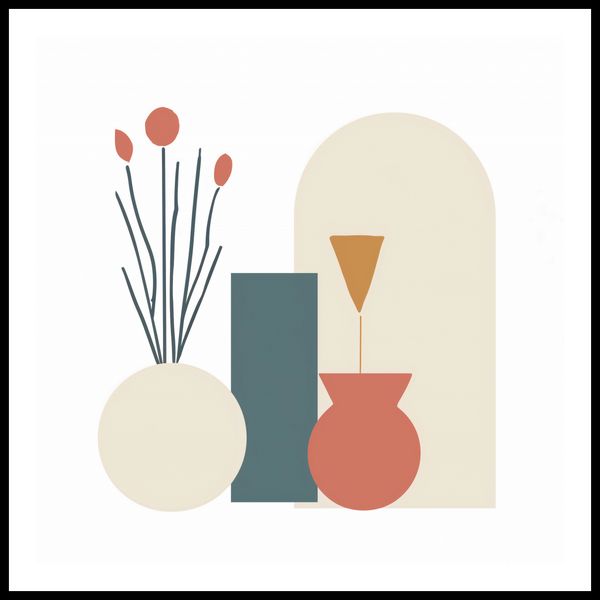 Plakat 90x90cm Kremowe Wazony zdjęcie 3