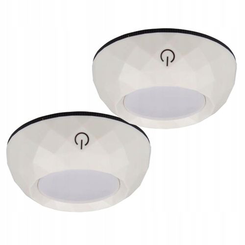 2x Lampka Samoprzylepna LED Podszafkowa Okrągła BIAŁA Światło do Szafy na Arena.pl