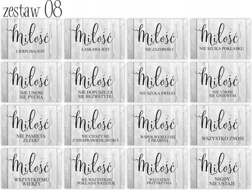 HYMN O MIŁOŚCI tabliczki 16 szt 20x30cm weselne na Arena.pl