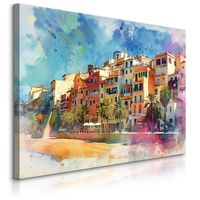 Obraz Canvas Do Salonu Wybrzeże Amalfi Włochy Pejzaż Akwarele 40cm x 30cm