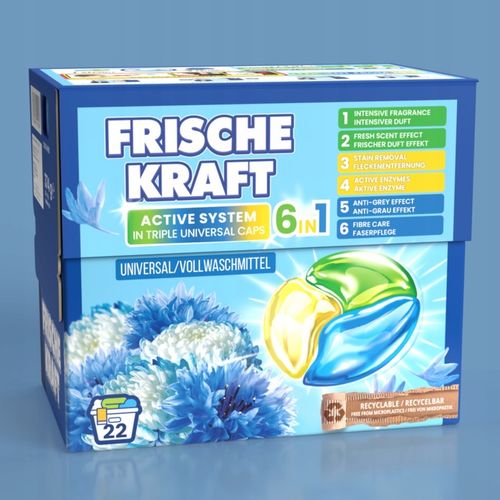 Frische Kraft 6w1 Niemieckie Kapsułki do Prania Uniwersalne 22szt na Arena.pl