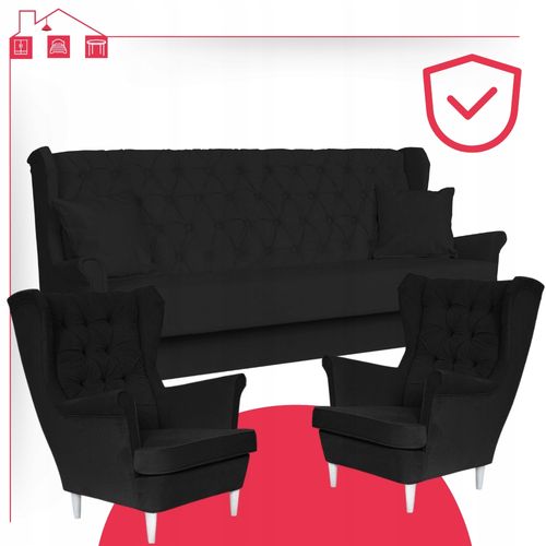 Zestaw wypoczynkowy do salonu z funkcją spania Gaja CZARNY Family Meble na Arena.pl