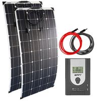 ZESTAW FOTOWOLTAICZNY 2X100W SOLARNY ELASTYCZNY MPPT DO KAMPERA ŁODZI