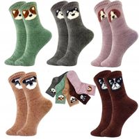 5x CIEPŁE SKARPETKI DAMSKIE WEŁNIANE KOLOROWE NATURALNE ZIMOWE GRUBE MISIE