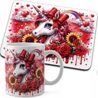 ZESTAW KUBEK + PODKŁADKA DRUK - JEDNOROŻEC UNICORN KOŃ
